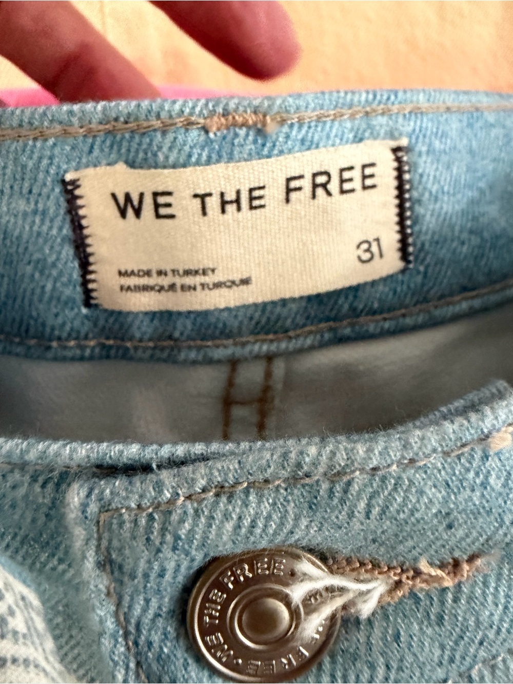 Free People Blue Patchwork Wide Leg Jeans - Picture 3 of 3
